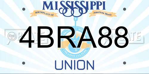 4BRA88 Mississippi License Plate