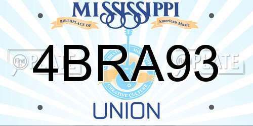 4BRA93 Mississippi License Plate