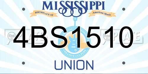 4BS1510 Mississippi License Plate