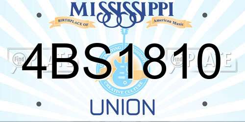 4BS1810 Mississippi License Plate