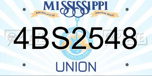 4BS2548 Mississippi License Plate