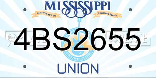 4BS2655 Mississippi License Plate