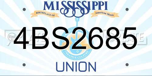 4BS2685 Mississippi License Plate