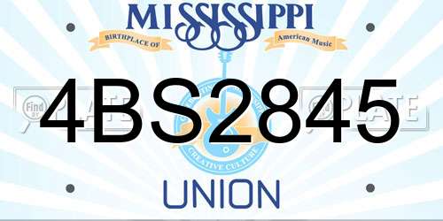 4BS2845 Mississippi License Plate