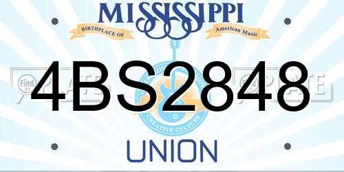 4BS2848 Mississippi License Plate