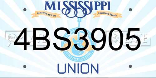 4BS3905 Mississippi License Plate