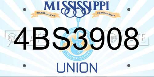 4BS3908 Mississippi License Plate