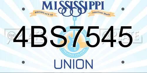 4BS7545 Mississippi License Plate