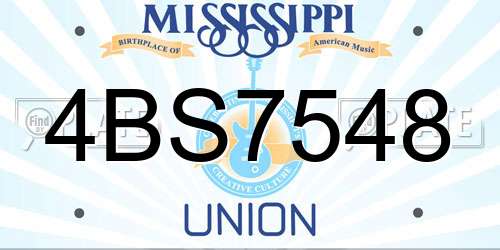4BS7548 Mississippi License Plate