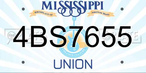 4BS7655 Mississippi License Plate
