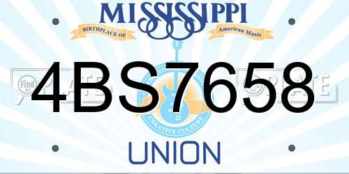 4BS7658 Mississippi License Plate