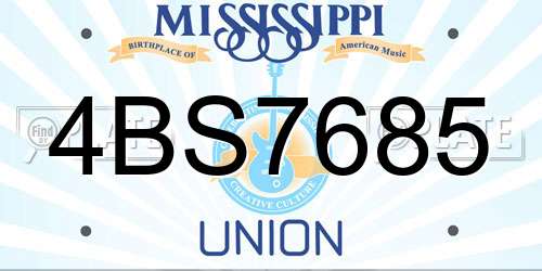 4BS7685 Mississippi License Plate