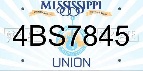 4BS7845 Mississippi License Plate