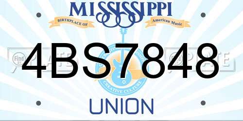 4BS7848 Mississippi License Plate