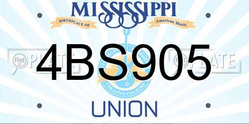 4BS905 Mississippi License Plate