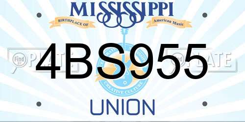 4BS955 Mississippi License Plate