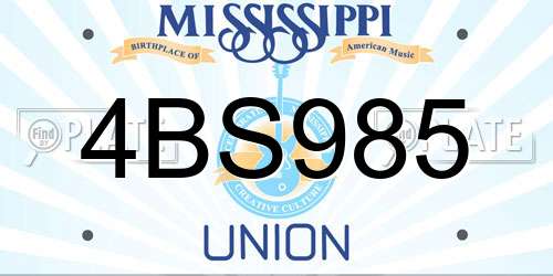 4BS985 Mississippi License Plate