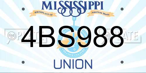 4BS988 Mississippi License Plate