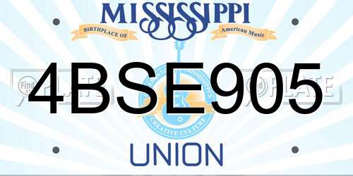 4BSE905 Mississippi License Plate
