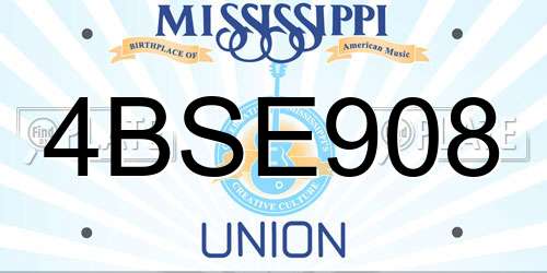 4BSE908 Mississippi License Plate