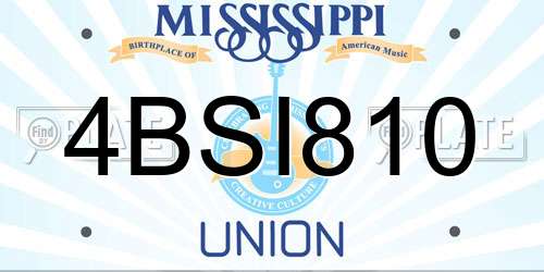 4BSI810 Mississippi License Plate
