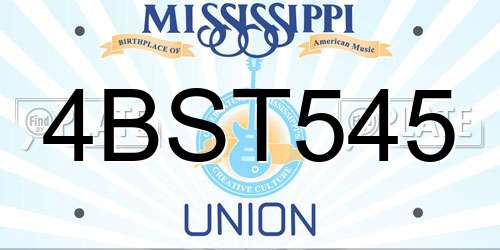 4BST545 Mississippi License Plate