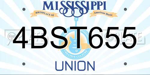 4BST655 Mississippi License Plate