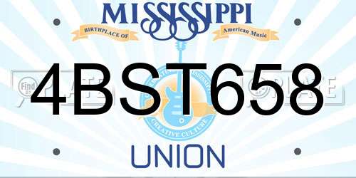4BST658 Mississippi License Plate