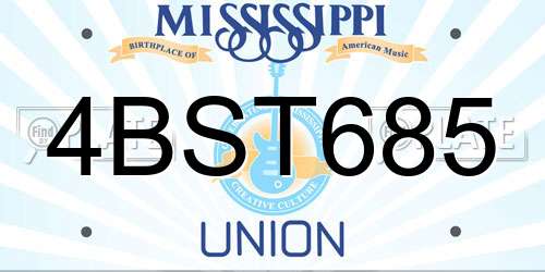 4BST685 Mississippi License Plate