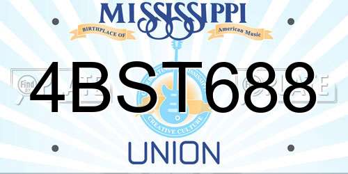 4BST688 Mississippi License Plate