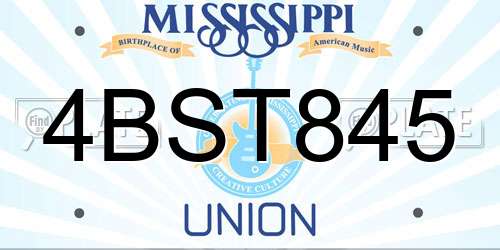 4BST845 Mississippi License Plate