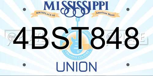 4BST848 Mississippi License Plate
