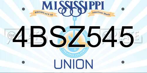 4BSZ545 Mississippi License Plate