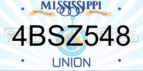 4BSZ548 Mississippi License Plate