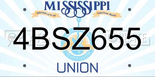 4BSZ655 Mississippi License Plate