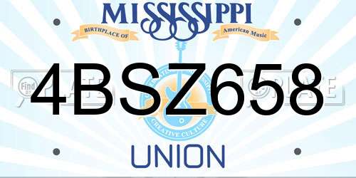 4BSZ658 Mississippi License Plate