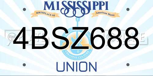 4BSZ688 Mississippi License Plate