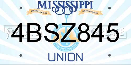 4BSZ845 Mississippi License Plate