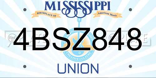 4BSZ848 Mississippi License Plate