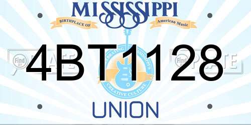 4BT1128 Mississippi License Plate