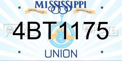 4BT1175 Mississippi License Plate