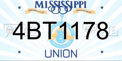 4BT1178 Mississippi License Plate