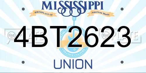 4BT2623 Mississippi License Plate