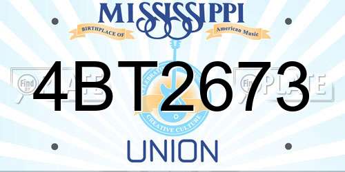 4BT2673 Mississippi License Plate