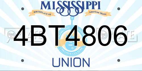 4BT4806 Mississippi License Plate