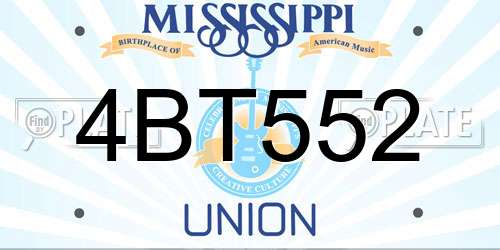 4BT552 Mississippi License Plate