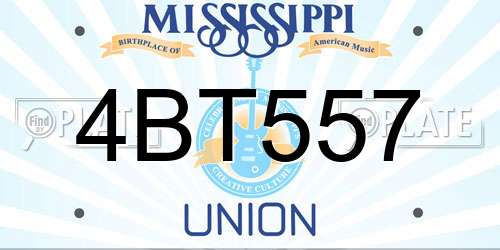 4BT557 Mississippi License Plate