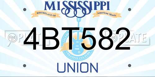 4BT582 Mississippi License Plate