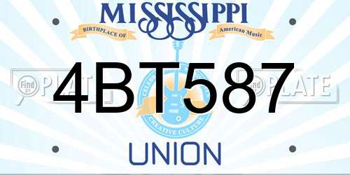 4BT587 Mississippi License Plate