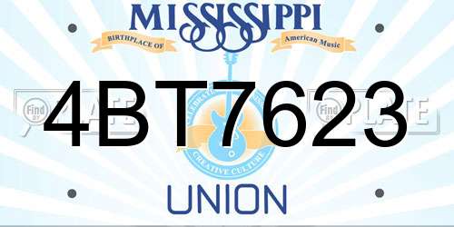 4BT7623 Mississippi License Plate